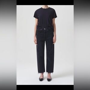 Agolde 90s Crop Mid Rise Straight in Tar